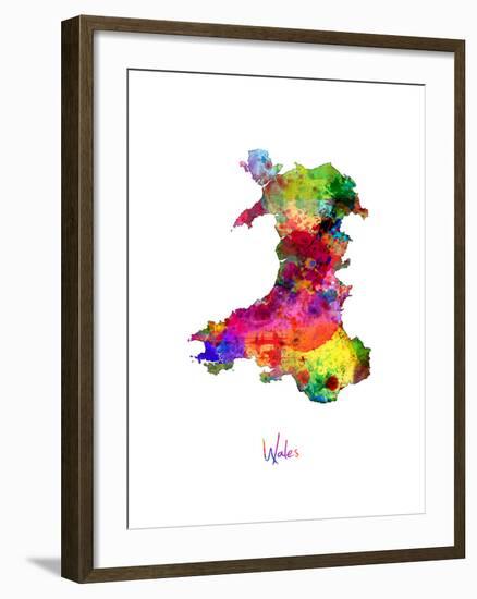 Wales Watercolor Map-Michael Tompsett-Framed Art Print