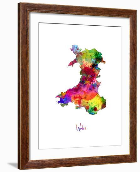 Wales Watercolor Map-Michael Tompsett-Framed Art Print