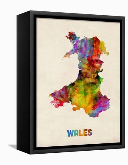 Wales Watercolor Map-Michael Tompsett-Framed Stretched Canvas