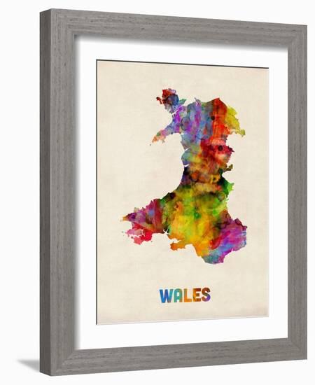 Wales Watercolor Map-Michael Tompsett-Framed Art Print