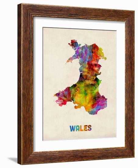 Wales Watercolor Map-Michael Tompsett-Framed Art Print