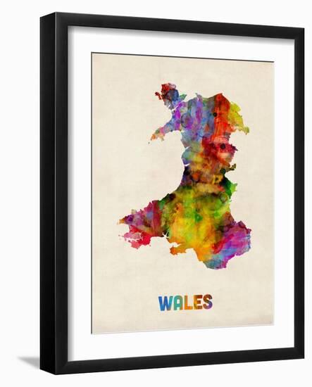 Wales Watercolor Map-Michael Tompsett-Framed Art Print