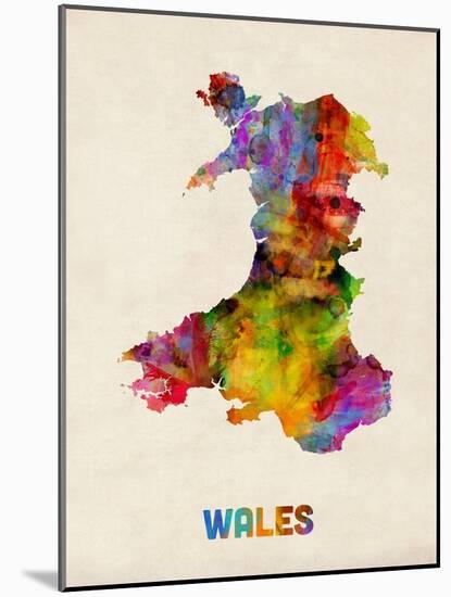 Wales Watercolor Map-Michael Tompsett-Mounted Art Print