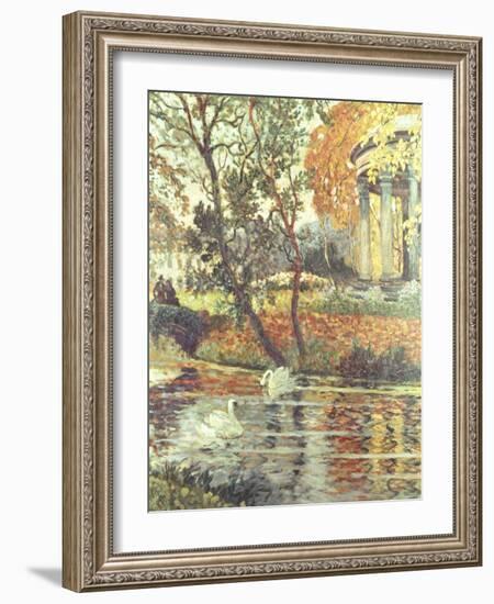 Walk by the River on an Autumn Day-Eugene Chigot-Framed Giclee Print