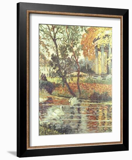 Walk by the River on an Autumn Day-Eugene Chigot-Framed Giclee Print