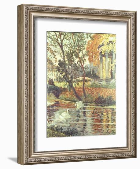 Walk by the River on an Autumn Day-Eugene Chigot-Framed Giclee Print