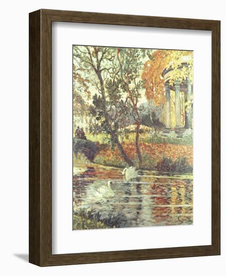 Walk by the River on an Autumn Day-Eugene Chigot-Framed Giclee Print