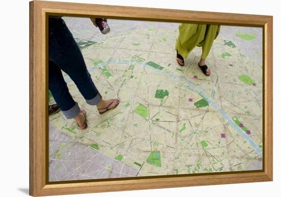 Walk-on Street Map In Paris.-Mark Williamson-Framed Premier Image Canvas