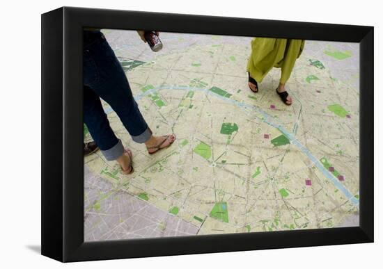 Walk-on Street Map In Paris.-Mark Williamson-Framed Premier Image Canvas