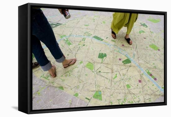 Walk-on Street Map In Paris.-Mark Williamson-Framed Premier Image Canvas