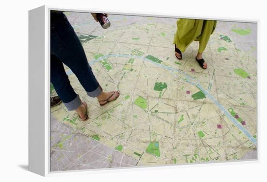 Walk-on Street Map In Paris.-Mark Williamson-Framed Premier Image Canvas