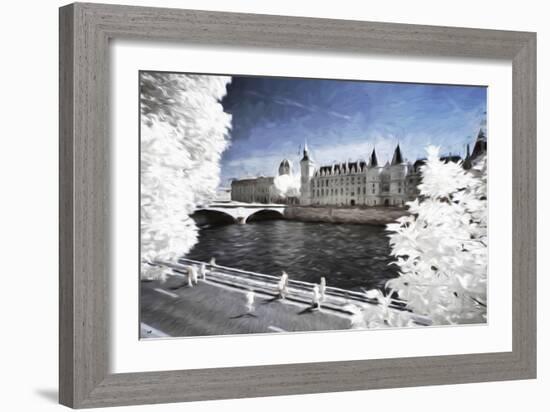 Walk on the banks of the Seine - In the Style of Oil Painting-Philippe Hugonnard-Framed Giclee Print