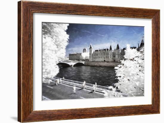 Walk on the banks of the Seine - In the Style of Oil Painting-Philippe Hugonnard-Framed Giclee Print