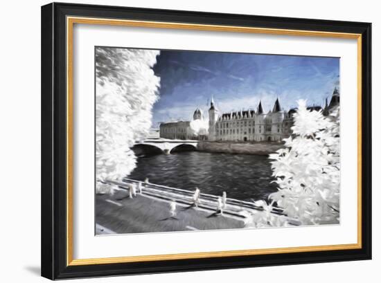 Walk on the banks of the Seine - In the Style of Oil Painting-Philippe Hugonnard-Framed Giclee Print