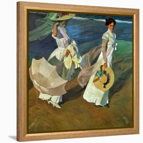 Walk on the Beach, 1909-Joaqu?n Sorolla y Bastida-Framed Premier Image Canvas