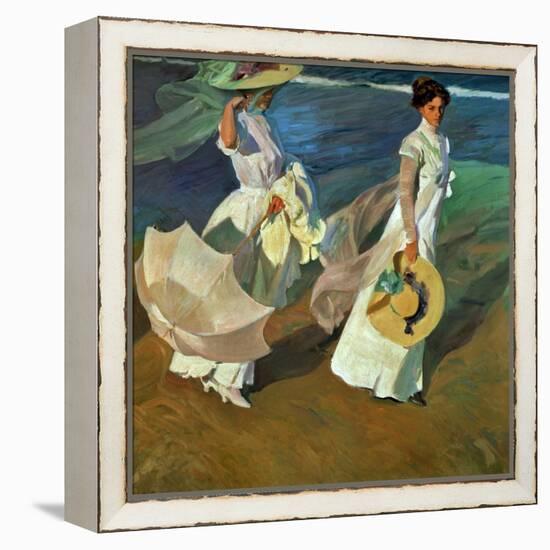 Walk on the Beach, 1909-Joaqu?n Sorolla y Bastida-Framed Premier Image Canvas