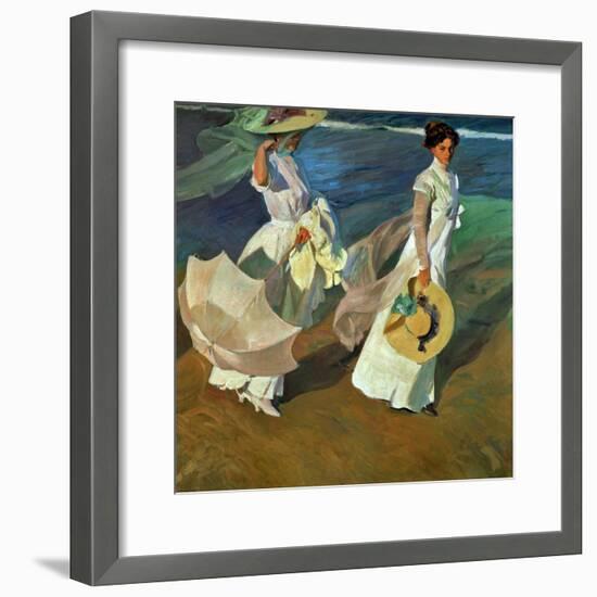 Walk on the Beach, 1909-Joaqu?n Sorolla y Bastida-Framed Giclee Print