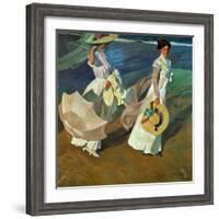 Walk on the Beach, 1909-Joaqu?n Sorolla y Bastida-Framed Giclee Print