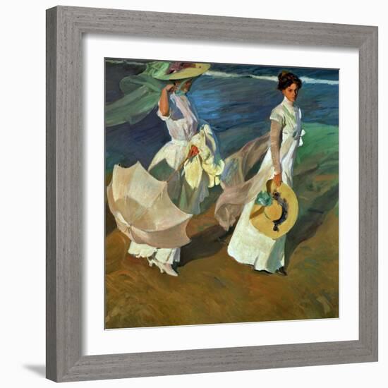 Walk on the Beach, 1909-Joaqu?n Sorolla y Bastida-Framed Giclee Print