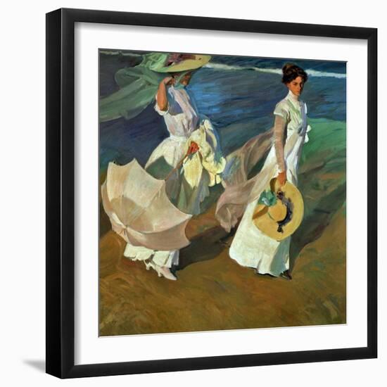 Walk on the Beach, 1909-Joaqu?n Sorolla y Bastida-Framed Giclee Print