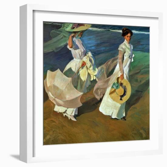 Walk on the Beach, 1909-Joaqu?n Sorolla y Bastida-Framed Giclee Print