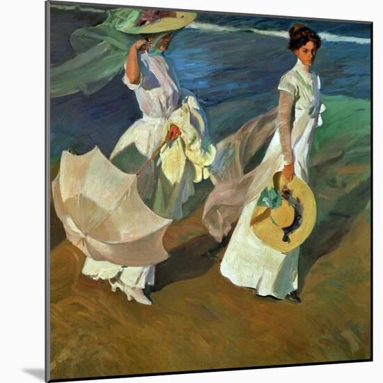 Walk on the Beach, 1909-Joaqu?n Sorolla y Bastida-Mounted Giclee Print