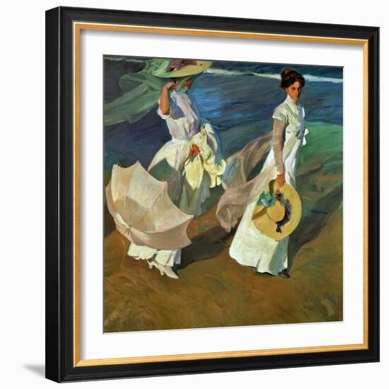 Walk on the Beach, 1909-Joaqu?n Sorolla y Bastida-Framed Giclee Print