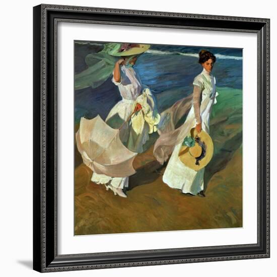 Walk on the Beach, 1909-Joaqu?n Sorolla y Bastida-Framed Premium Giclee Print