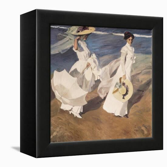 Walk on the Beach-Joaquín Sorolla y Bastida-Framed Stretched Canvas