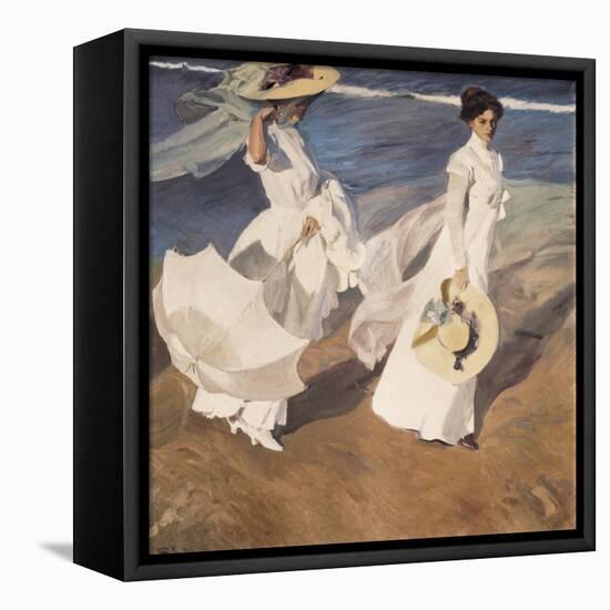 Walk on the Beach-Joaquín Sorolla y Bastida-Framed Stretched Canvas