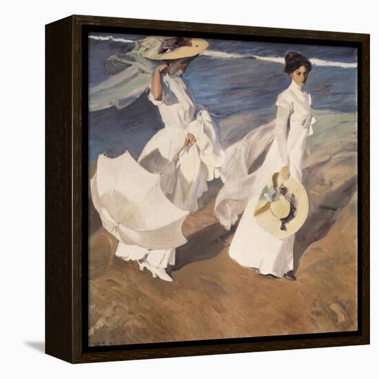 Walk on the Beach-Joaquín Sorolla y Bastida-Framed Stretched Canvas