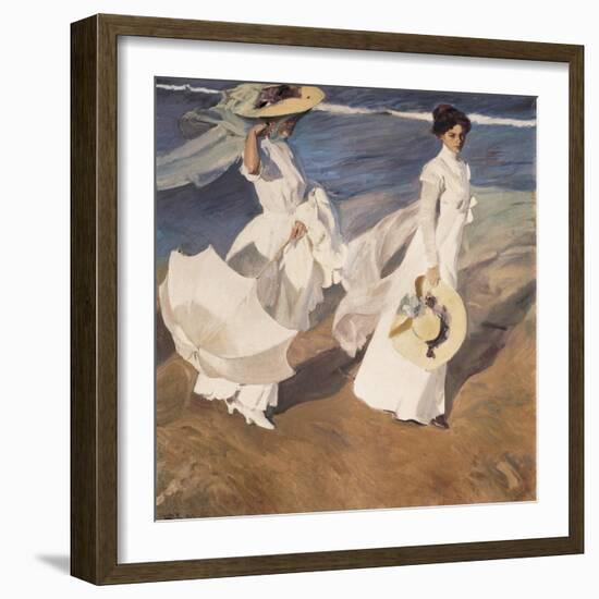 Walk on the Beach-Joaquín Sorolla y Bastida-Framed Art Print