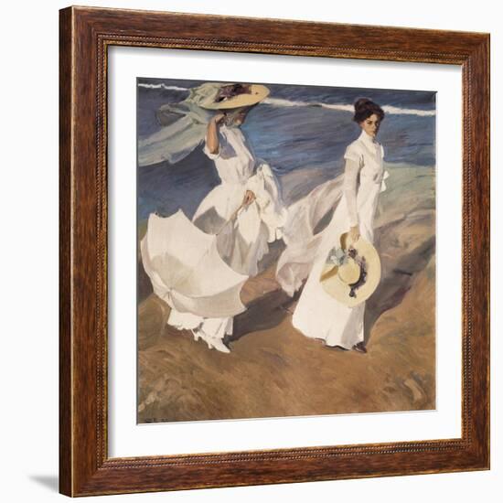 Walk on the Beach-Joaquín Sorolla y Bastida-Framed Art Print