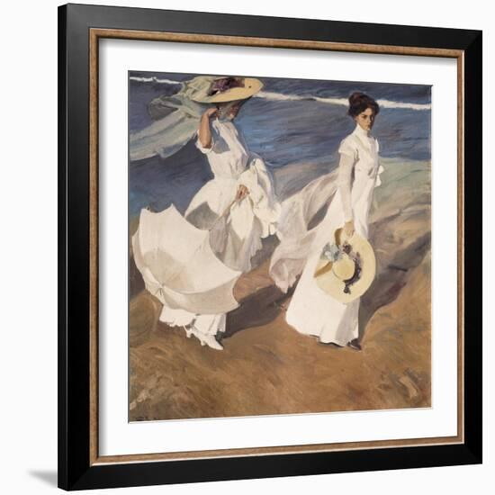 Walk on the Beach-Joaquín Sorolla y Bastida-Framed Art Print