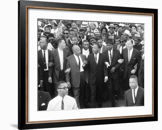 Walk to Freedom Marchers Including Dr. Martin Luther King Jr. and Detroit Mayor Jerome P. Cavanaugh-Francis Miller-Framed Premium Photographic Print