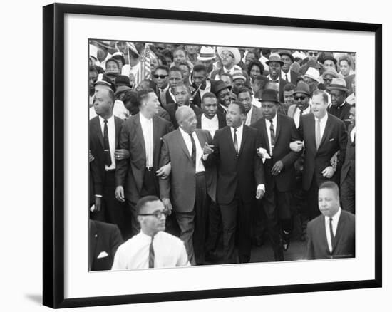 Walk to Freedom Marchers Including Dr. Martin Luther King Jr. and Detroit Mayor Jerome P. Cavanaugh-Francis Miller-Framed Premium Photographic Print