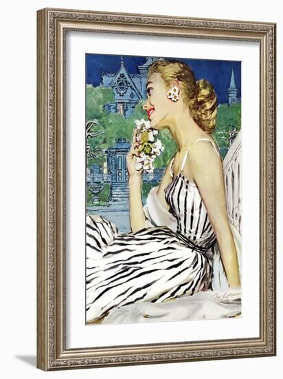 Walk to the Dance - Saturday Evening Post "Leading Ladies", October 5, 1957 pg.37-Joe deMers-Framed Giclee Print