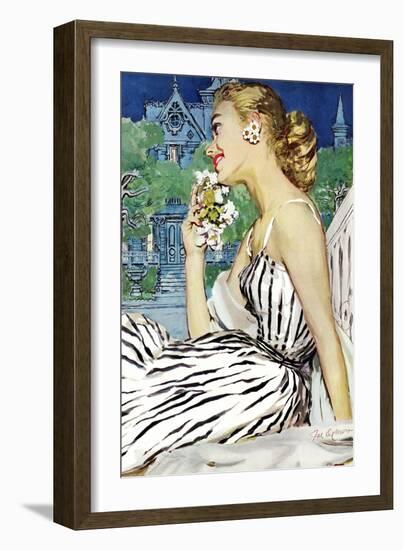 Walk to the Dance - Saturday Evening Post "Leading Ladies", October 5, 1957 pg.37-Joe deMers-Framed Giclee Print