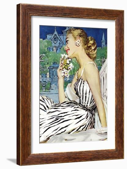 Walk to the Dance - Saturday Evening Post "Leading Ladies", October 5, 1957 pg.37-Joe deMers-Framed Giclee Print