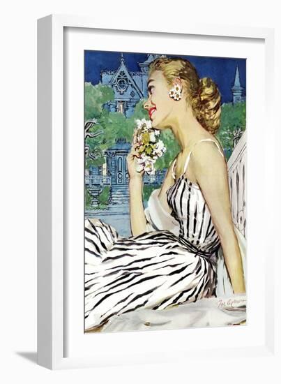 Walk to the Dance - Saturday Evening Post "Leading Ladies", October 5, 1957 pg.37-Joe deMers-Framed Giclee Print