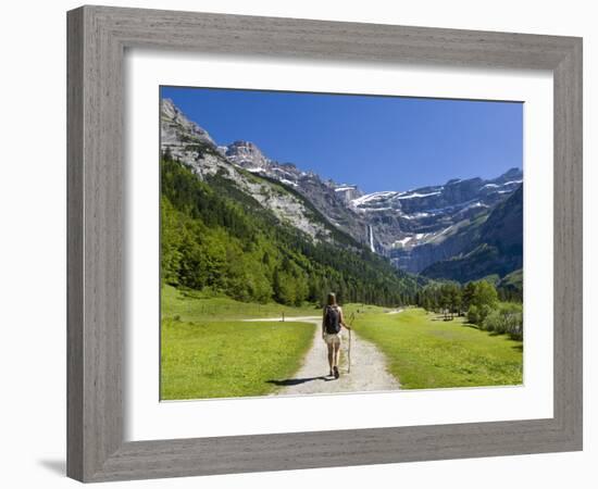 Walker, Cirque De Gavarnie, Pyrenees National Park, Hautes-Pyrenees, Midi-Pyrenees, France-Doug Pearson-Framed Photographic Print