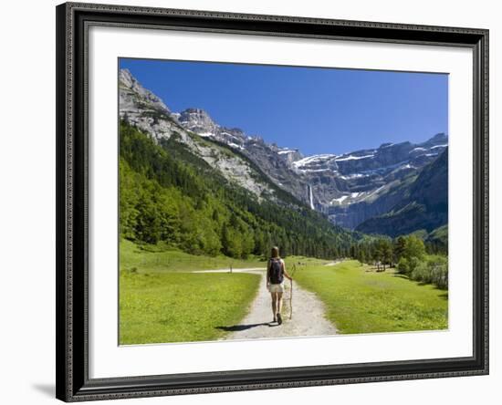 Walker, Cirque De Gavarnie, Pyrenees National Park, Hautes-Pyrenees, Midi-Pyrenees, France-Doug Pearson-Framed Photographic Print