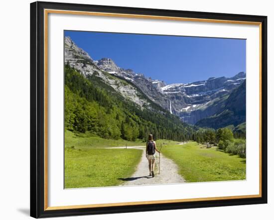 Walker, Cirque De Gavarnie, Pyrenees National Park, Hautes-Pyrenees, Midi-Pyrenees, France-Doug Pearson-Framed Photographic Print