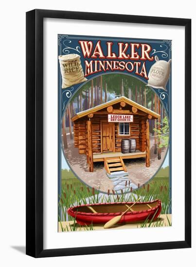 Walker, Minnesota - General Store Scene-Lantern Press-Framed Art Print