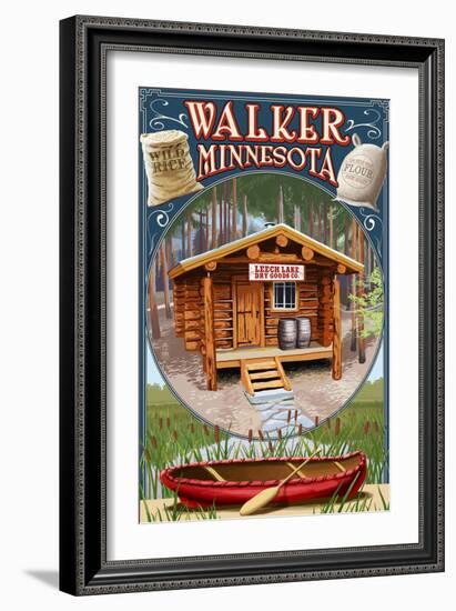 Walker, Minnesota - General Store Scene-Lantern Press-Framed Art Print