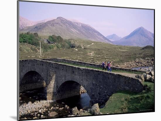 Walkers at Sligachan, Heart of the Isle of Skye, Highland Region, Scotland, United Kingdom-Adam Woolfitt-Mounted Photographic Print