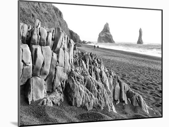 Walkers on Reynisfjara Beach, Iceland-Nadia Isakova-Mounted Photographic Print