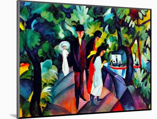 Walkers on the Bridge, 1912 (Oil on Canvas)-August Macke-Mounted Giclee Print