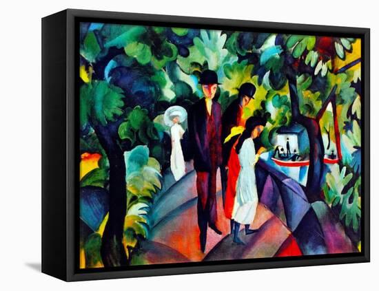 Walkers on the Bridge, 1912 (Oil on Canvas)-August Macke-Framed Premier Image Canvas