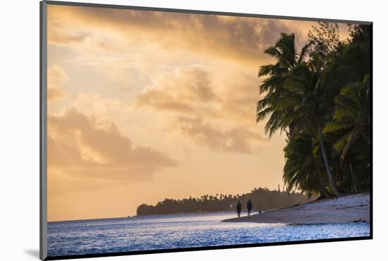 Walking Along a Tropical Beach at Sunset, Rarotonga, Cook Islands, South Pacific, Pacific-Matthew Williams-Ellis-Mounted Photographic Print